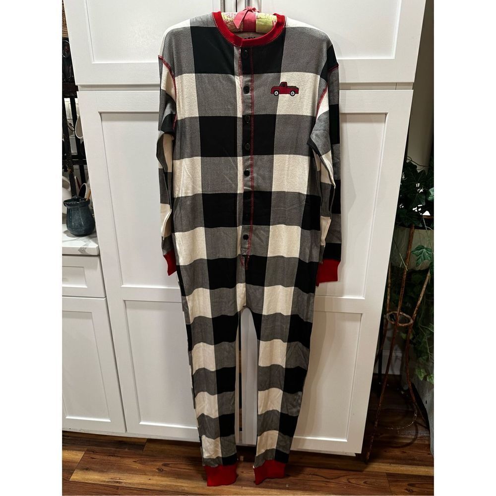 LazyOne Tailgate Adult One Zee Flapjack Pajamas Buffalo Check Christmas Sz M